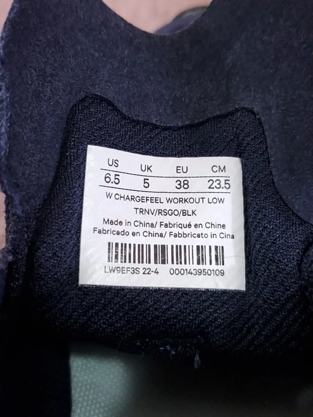 Lululemon Chargefeel Workout Low Womens 6.5 Running Shoes Navy Rose Gold Sneaker